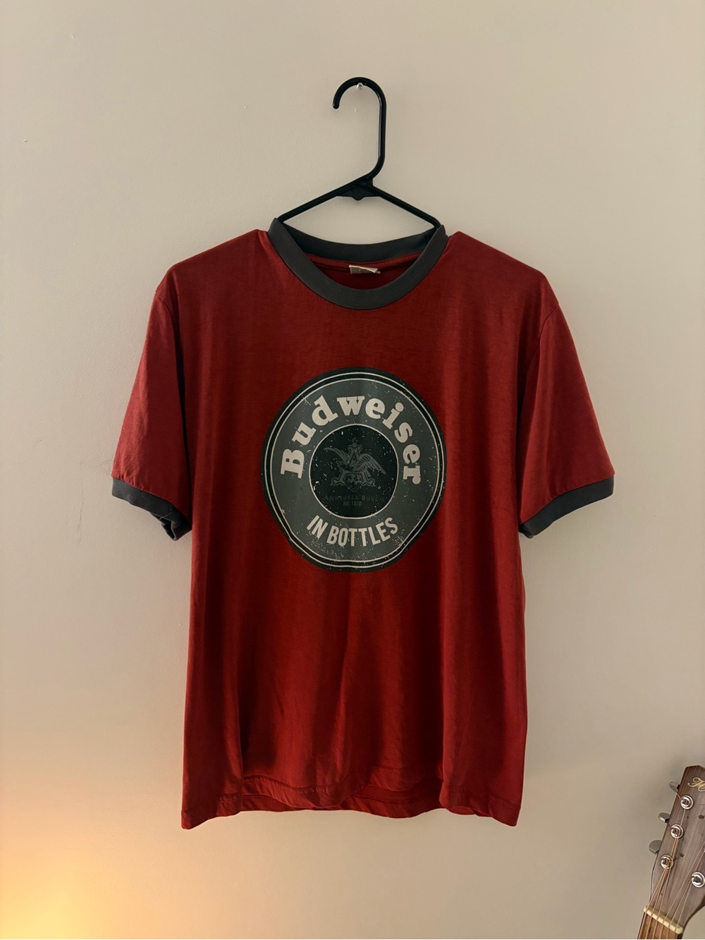 Budweiser Red Tee with Dark Gray Trim and Round Logo